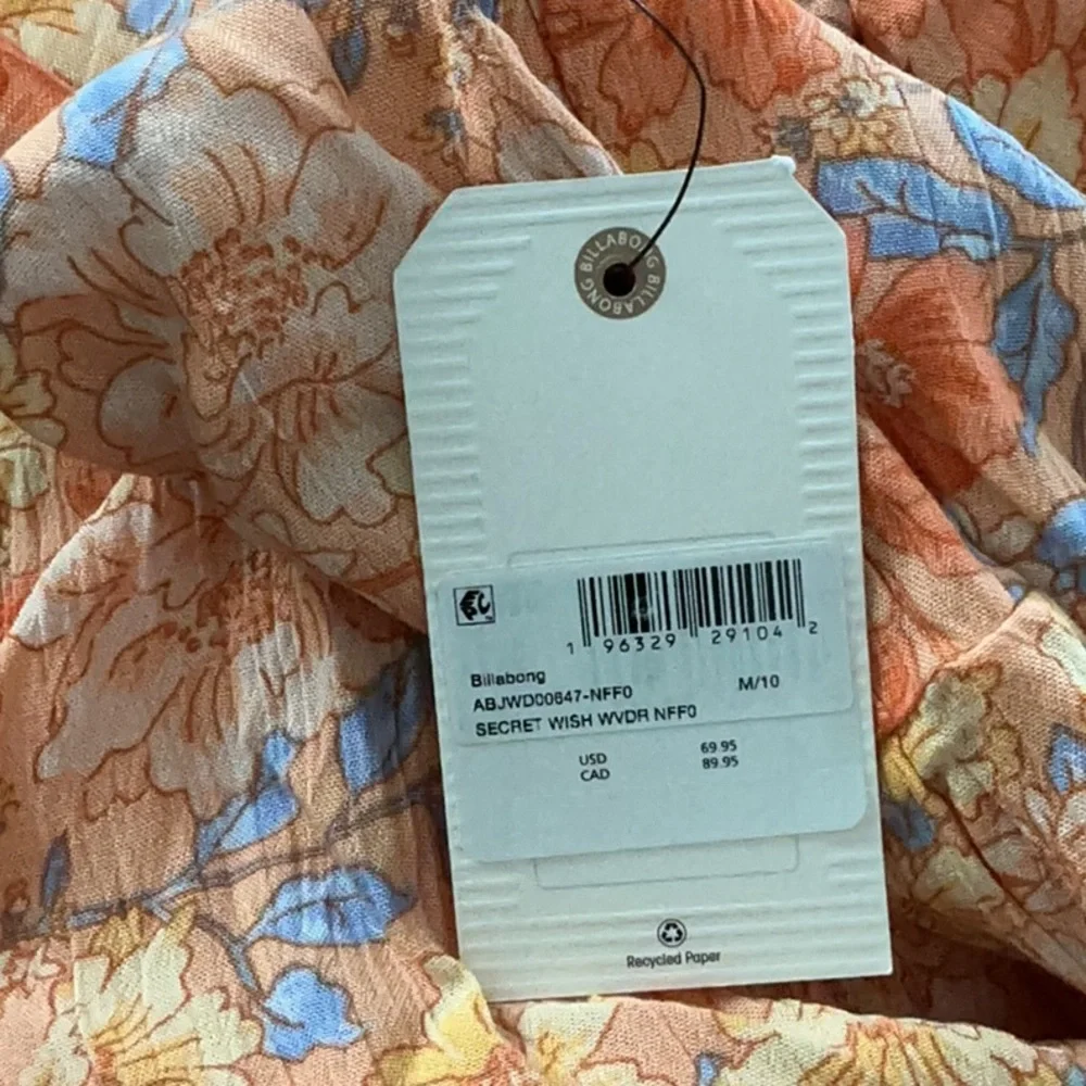 Billabong Orange Floral V-Neck Dress - Picture 4 of 6